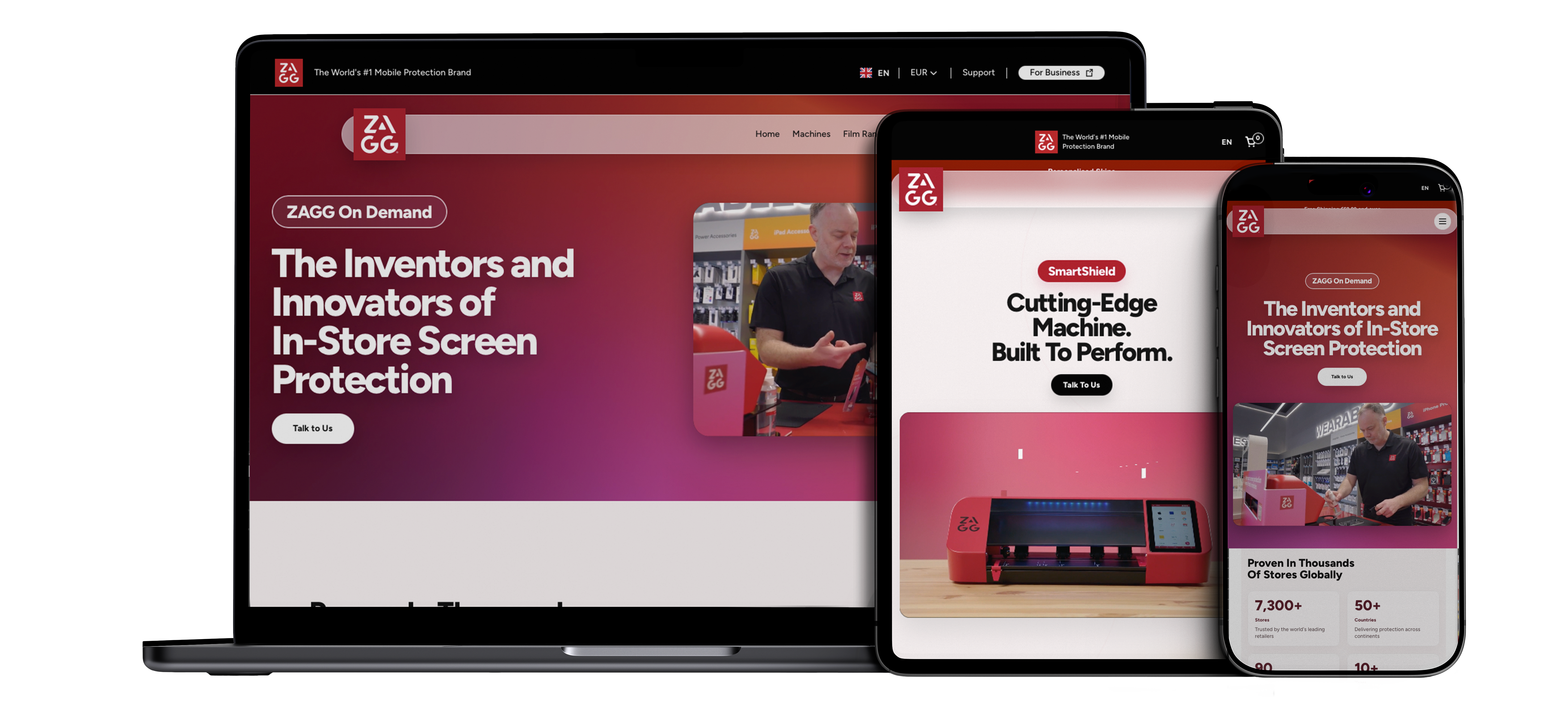 ZAGG On Demand website shown across desktop, tablet and mobile devices